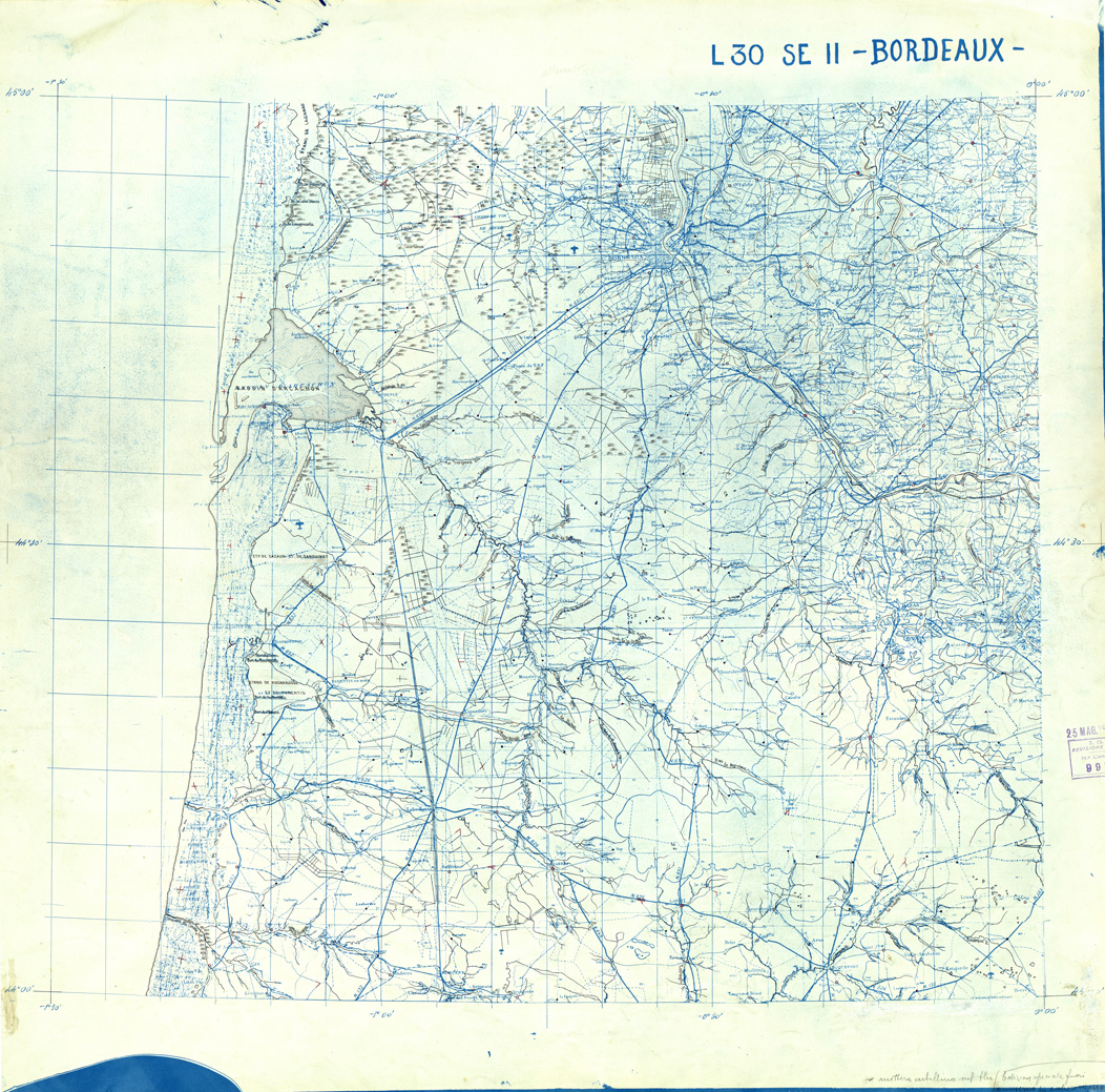 (N:33168) FRANCIA ORIGINALI A TIPI SEPARATI - BORDEAUX SEZ. L30 II S.E. ACQUE. (SE007539) Carte e stampe antiche: riproduzione a colori su carta (formato A1)