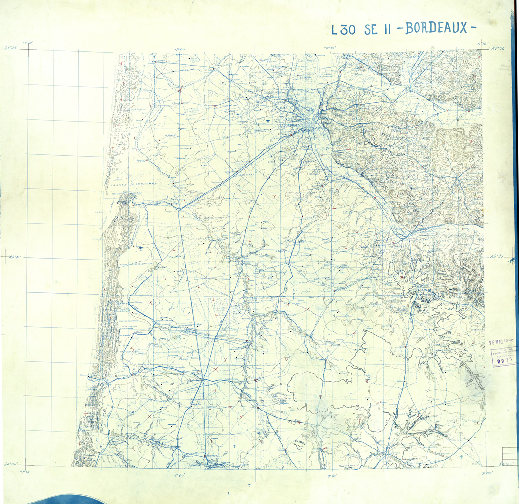 (N:33169) FRANCIA ORIGINALI A TIPI SEPARATI - BORDEAUX SEZ. L30 II S.E. CURVE. (SE007540) Carte e stampe antiche: riproduzione a colori su carta (formato A1)