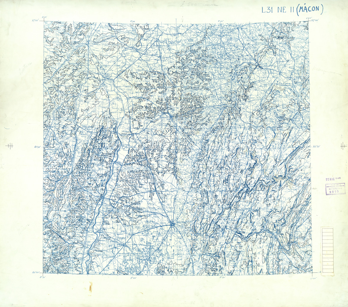 (N:33185) FRANCIA ORIGINALI A TIPI SEPARATI - MACON SEZ. L31 II N.E. CURVE. (SE007552) Carte e stampe antiche: riproduzione a colori su carta (formato A1)