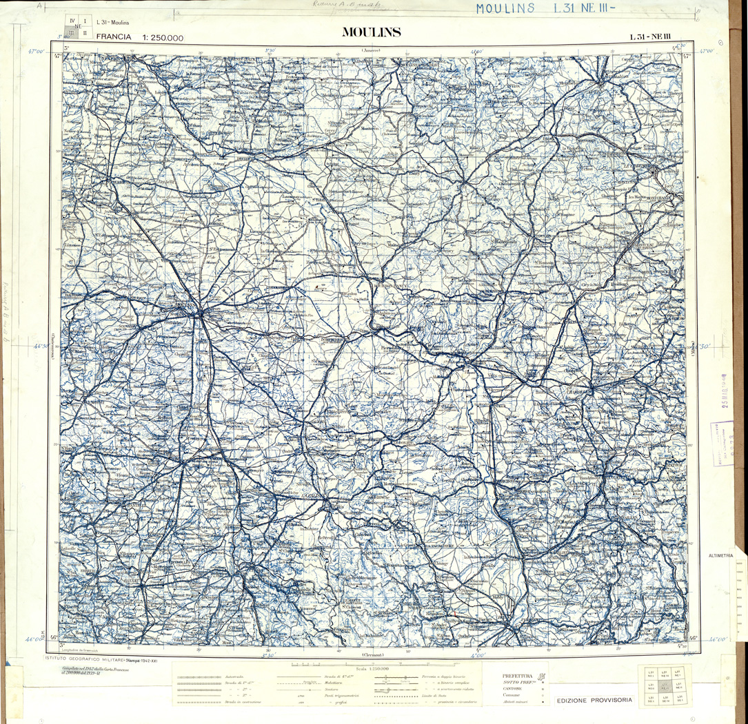 (N:33187) FRANCIA ORIGINALI A TIPI SEPARATI - MOULINS SEZ. L31 III N.E. NERO. (SE007554) Carte e stampe antiche: riproduzione a colori su carta (formato A1)
