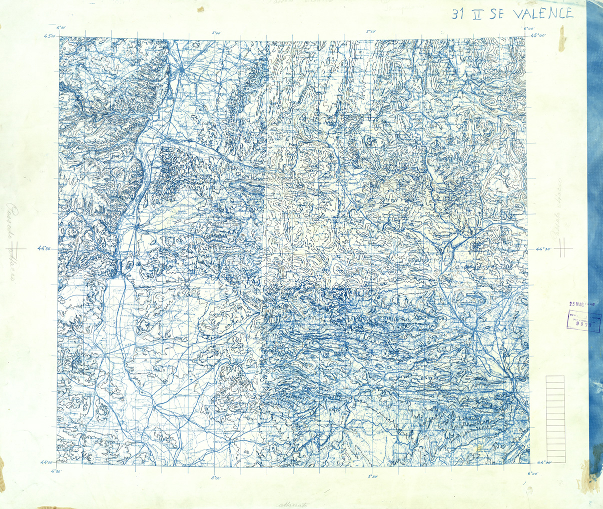 (N:33210) FRANCIA ORIGINALI A TIPI SEPARATI - VALENCE SEZ. L31 II S.E. CURVE. (SE007568) Carte e stampe antiche: riproduzione a colori su carta (formato A1)
