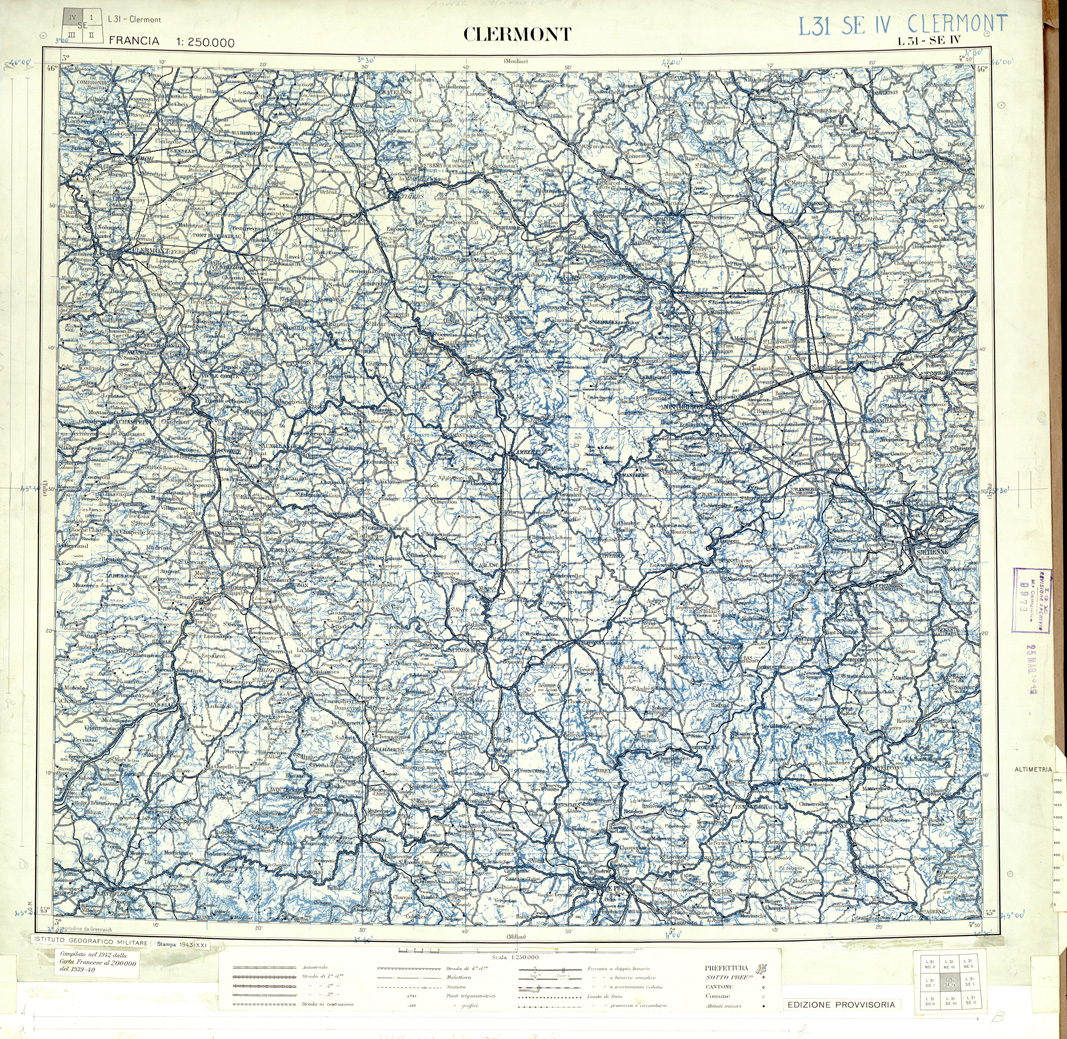 (N:33216) FRANCIA ORIGINALI A TIPI SEPARATI - CLERMONT SEZ. L31 IV S.E. NERO. (SE007574) Carte e stampe antiche: riproduzione a colori su carta (formato A1)