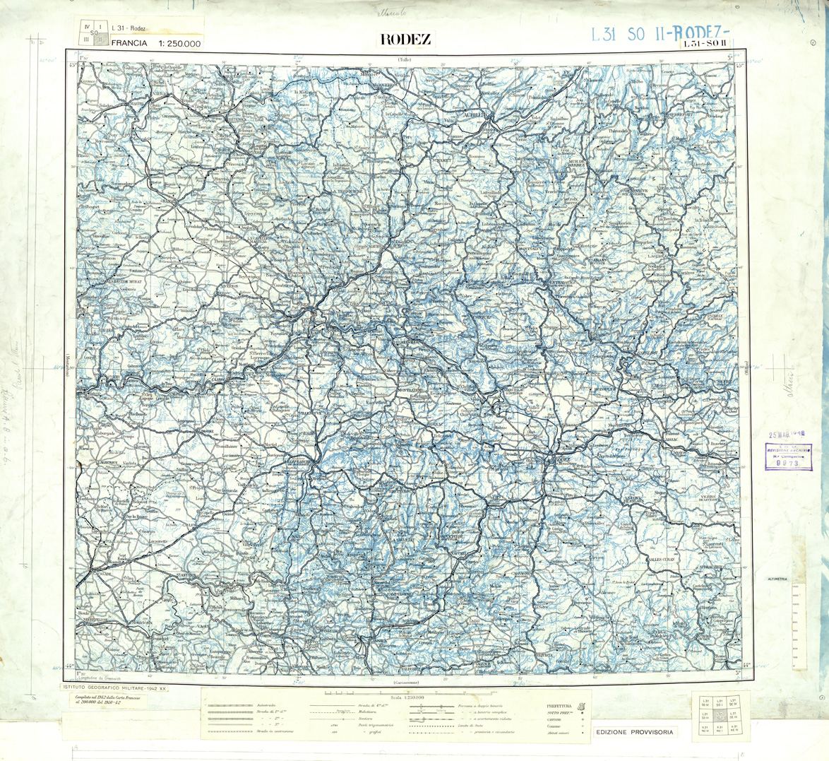 (N:33224) FRANCIA ORIGINALI A TIPI SEPARATI - RODEZ SEZ. L31 II S.O. NERO. (SE007582) Carte e stampe antiche: riproduzione a colori su carta (formato A1)