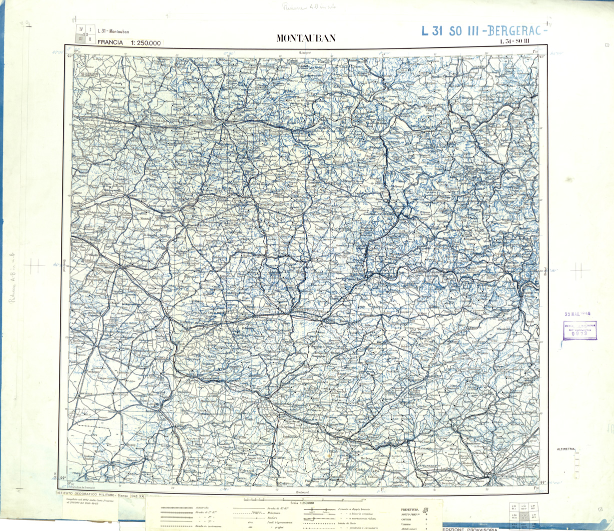 (N:33228) FRANCIA ORIGINALI A TIPI SEPARATI - MONTAUBAN BERGERAC SEZ. L31 III S.O. NERO. (SE007586) Carte e stampe antiche: riproduzione a colori su carta (formato A1)