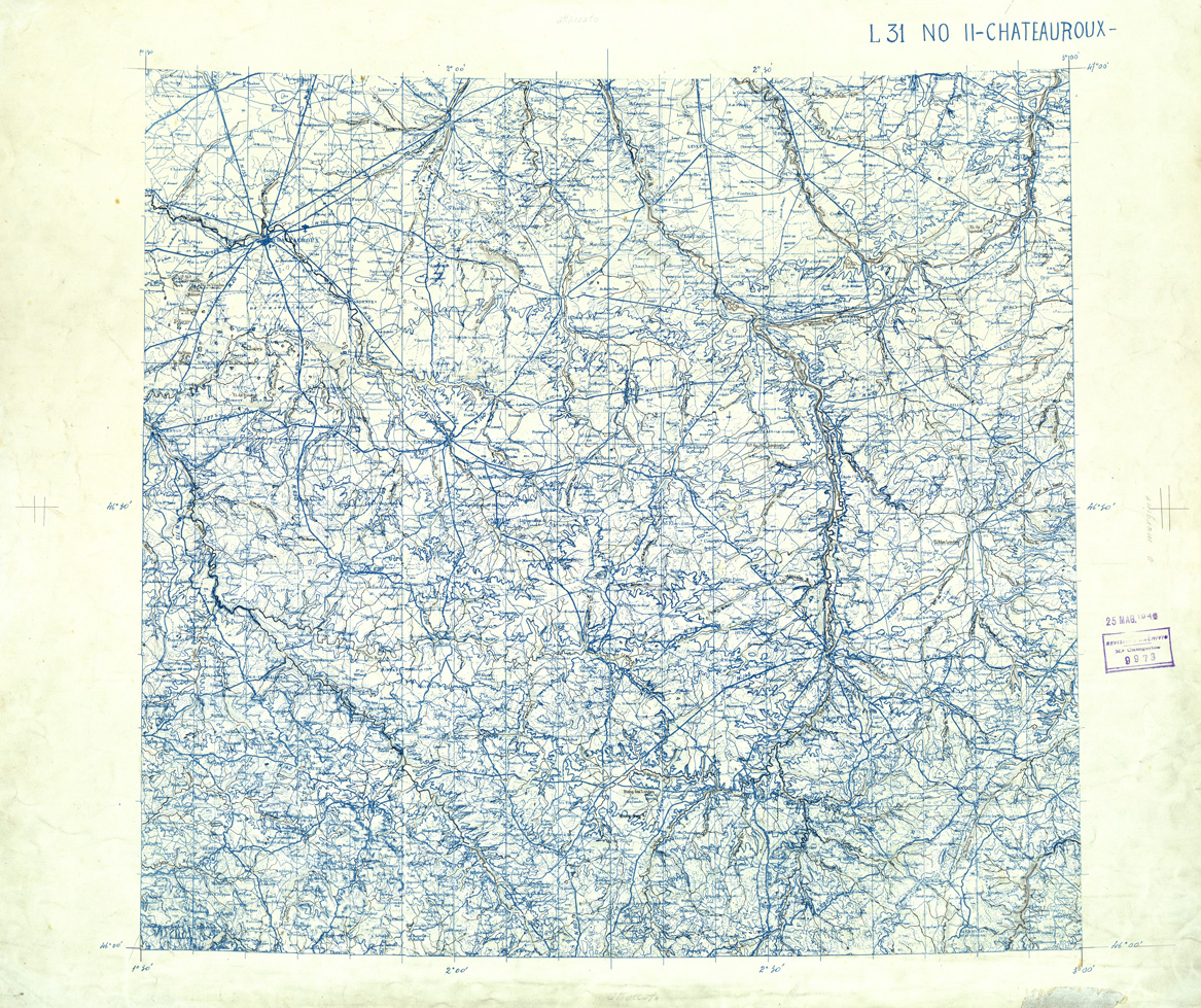 (N:33241) FRANCIA ORIGINALI A TIPI SEPARATI - CHATEAUROUX SEZ. L31 II N.O. ACQUE. (SE007599) Carte e stampe antiche: riproduzione a colori su carta (formato A1)
