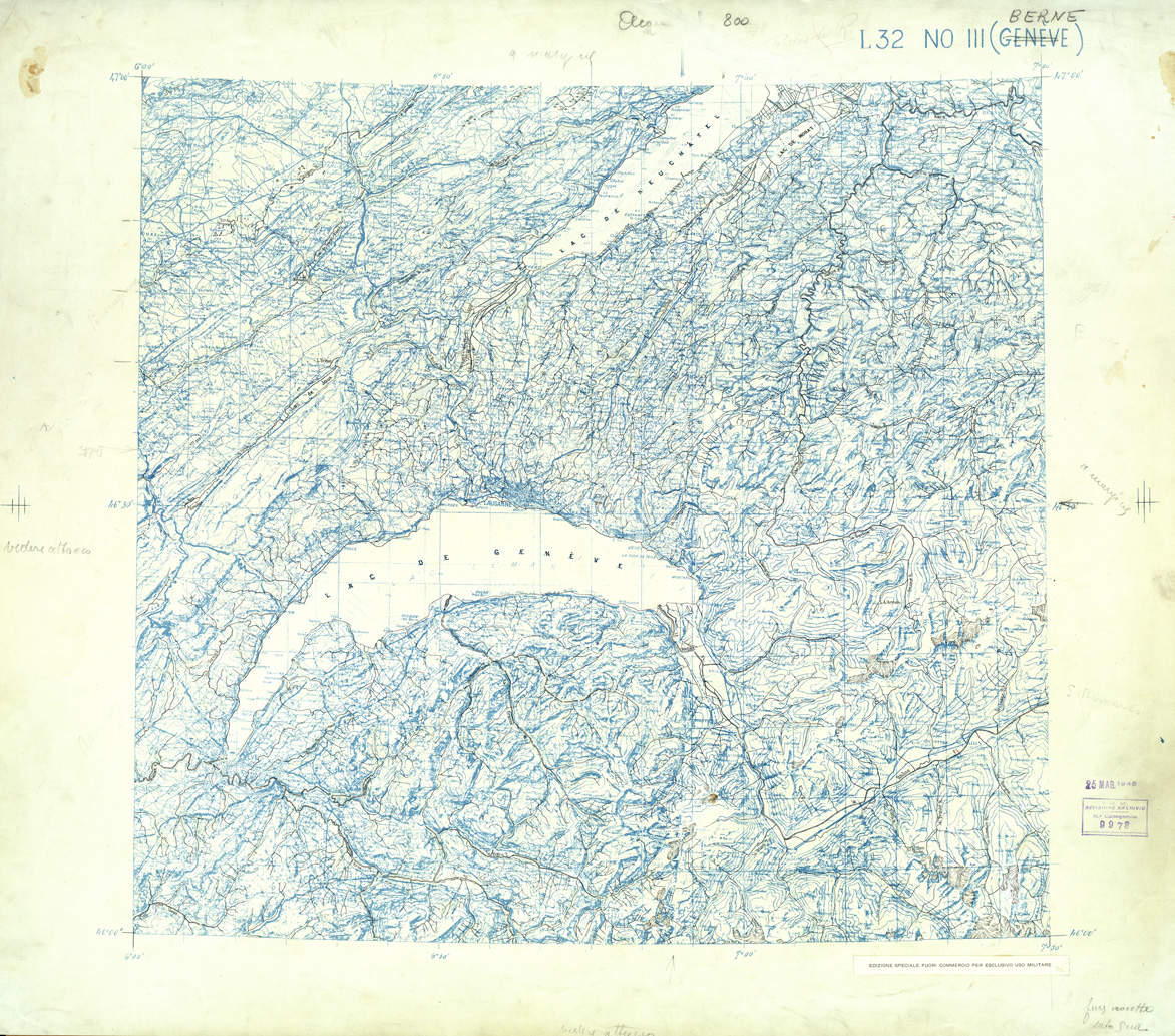 (N:33262) FRANCIA ORIGINALI A TIPI SEPARATI - BERNE GENEVE SEZ. L32 III N.O. ACQUE. (SE007619) Carte e stampe antiche: riproduzione a colori su carta (formato A1)