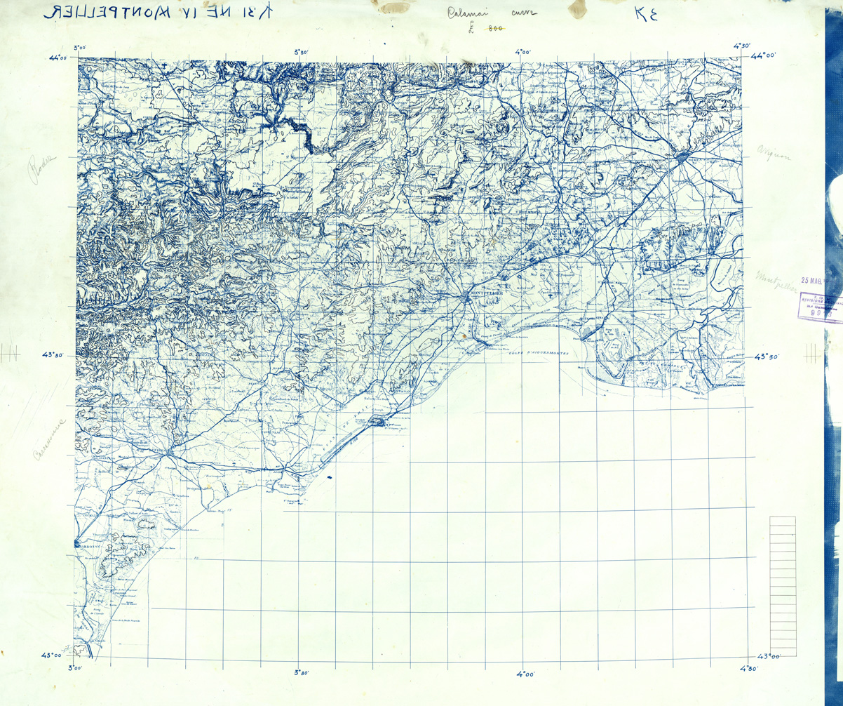 (N:33280) FRANCIA ORIGINALI A TIPI SEPARATI - MONTPELLIER SEZ. K31 IV N.E. CURVE. (SE007636) Carte e stampe antiche: riproduzione a colori su carta (formato A1)