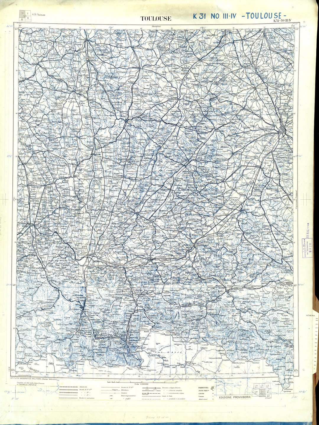(N:33290) FRANCIA ORIGINALI A TIPI SEPARATI - TOULOUSE SEZ. K31 III IV N.O. NERO. (SE007646) Carte e stampe antiche: riproduzione a colori su carta (formato A1)