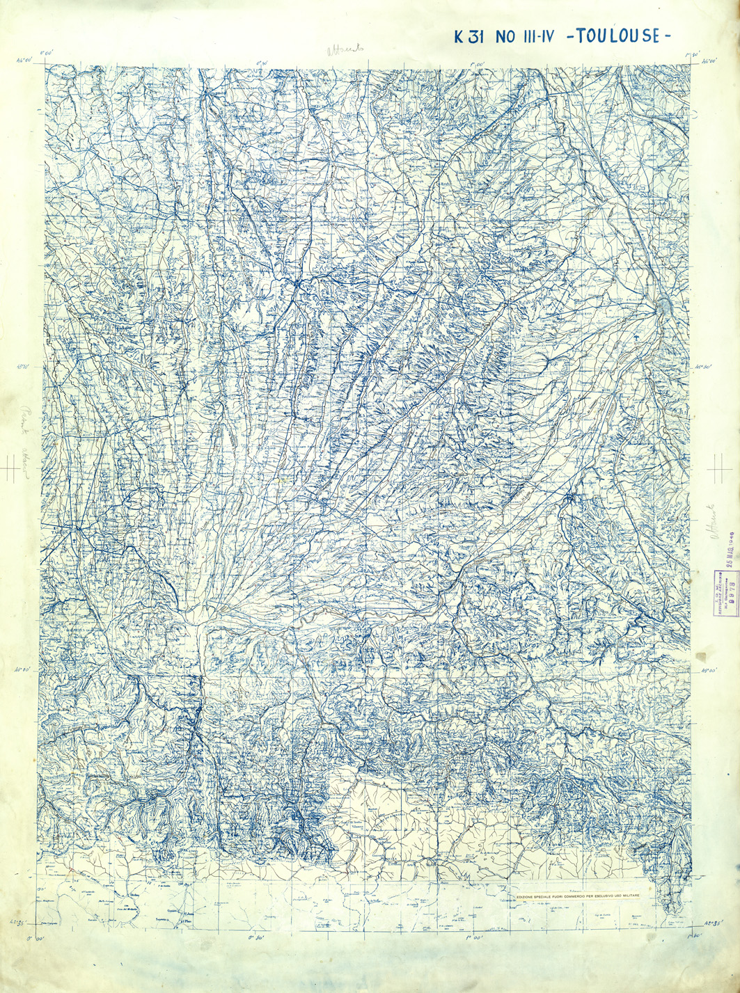 (N:33291) FRANCIA ORIGINALI A TIPI SEPARATI - TOULOUSE SEZ. K31 III IV N.O. ACQUE. (SE007647) Carte e stampe antiche: riproduzione a colori su carta (formato A1)