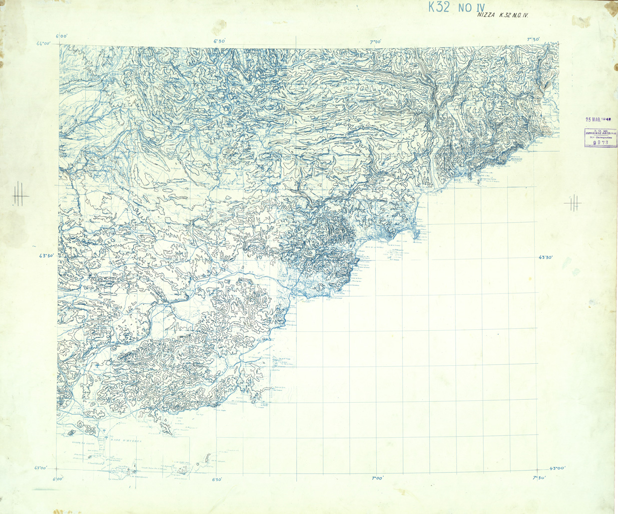 (N:33296) FRANCIA ORIGINALI A TIPI SEPARATI - NIZZA SEZ. K32 IV N.O. CURVE. (SE007652) Carte e stampe antiche: riproduzione a colori su carta (formato A1)