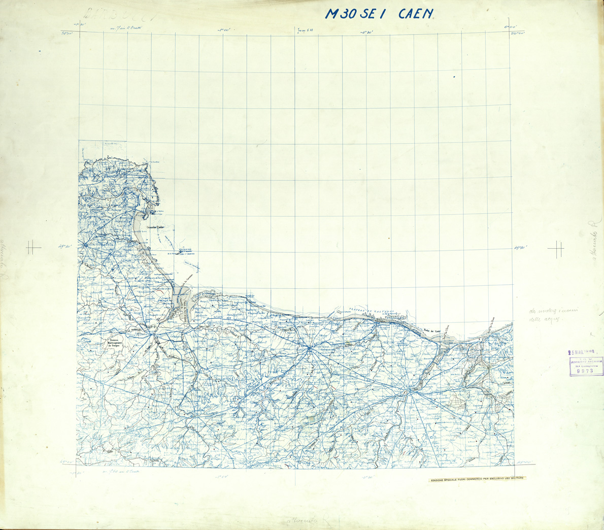 (N:33299) FRANCIA ORIGINALI A TIPI SEPARATI - CAEN SEZ. M30 I S.E. ACQUE. (SE007655) Carte e stampe antiche: riproduzione a colori su carta (formato A1)