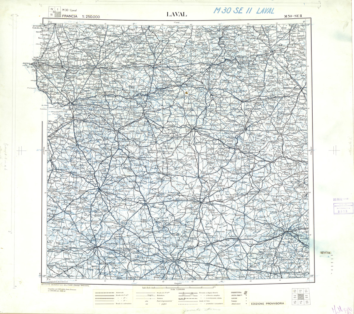 (N:33302) FRANCIA ORIGINALI A TIPI SEPARATI - LAVAL SEZ. M30 II S.E. NERO. (SE007658) Carte e stampe antiche: riproduzione a colori su carta (formato A1)
