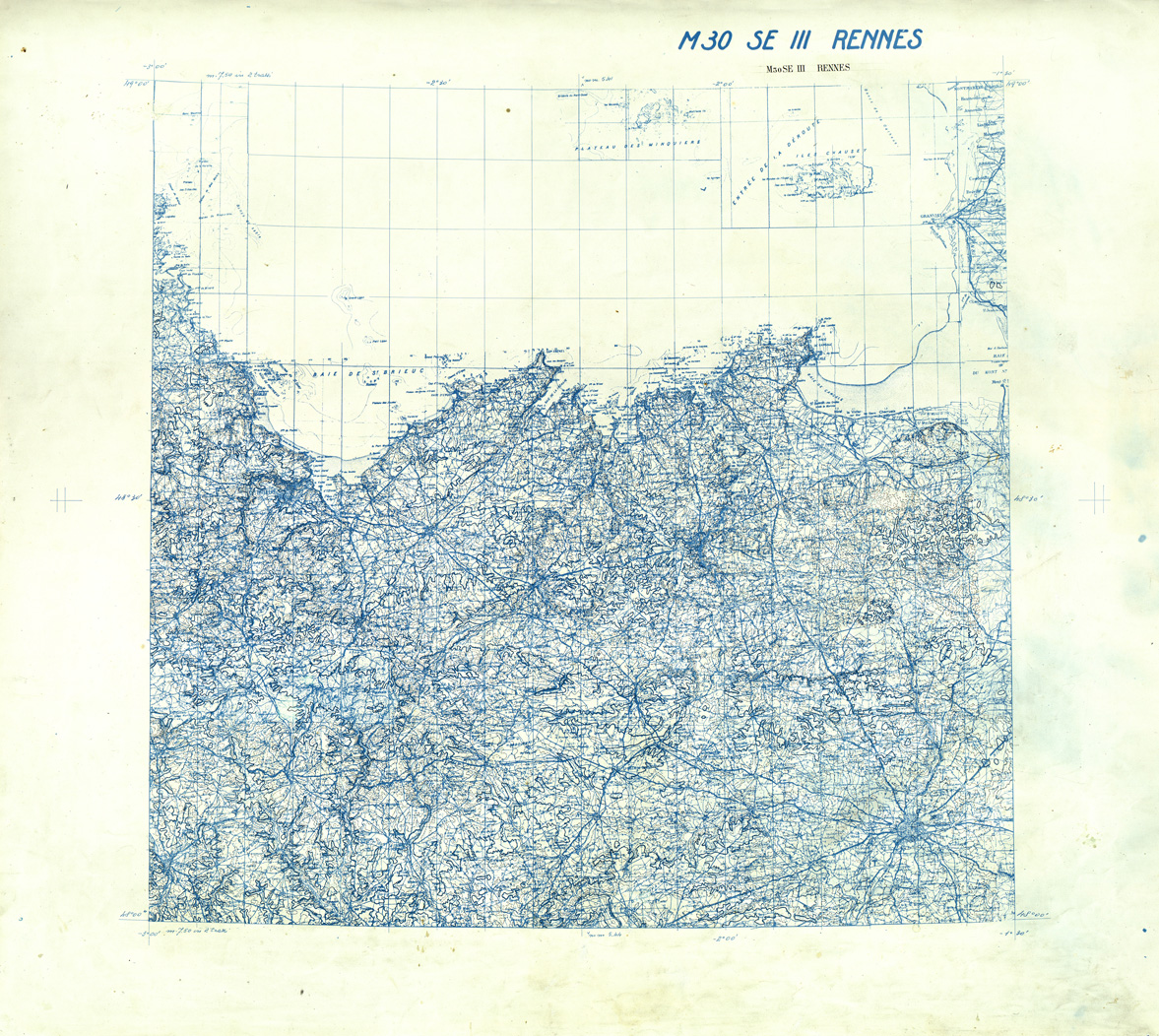 (N:33308) FRANCIA ORIGINALI A TIPI SEPARATI - RENNES SEZ. M30 III S.E. CURVE. (SE007664) Carte e stampe antiche: riproduzione a colori su carta (formato A1)