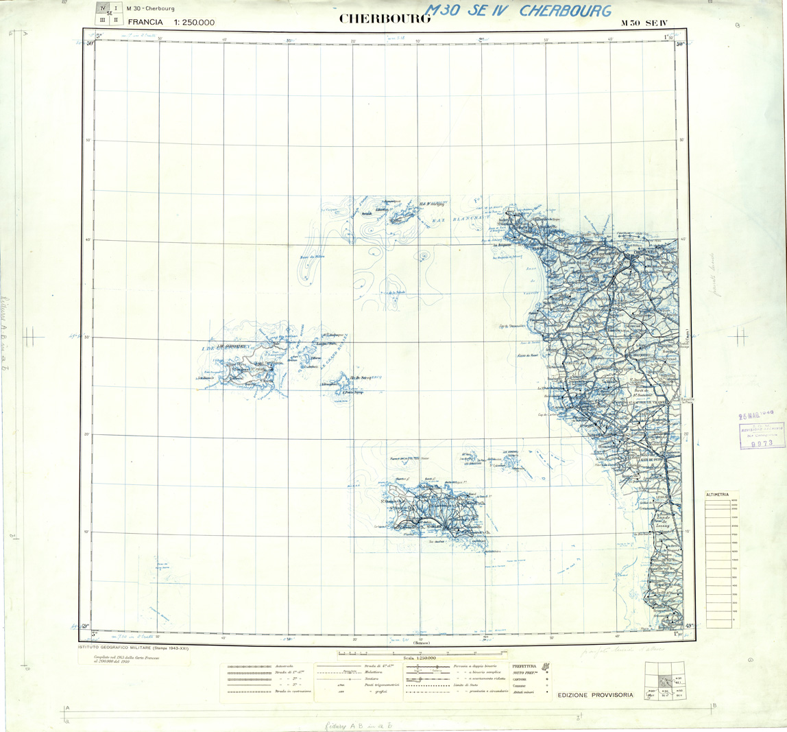 (N:33310) FRANCIA ORIGINALI A TIPI SEPARATI - CHERBOURG SEZ. M30 IV S.E. NERO. (SE007666) Carte e stampe antiche: riproduzione a colori su carta (formato A1)