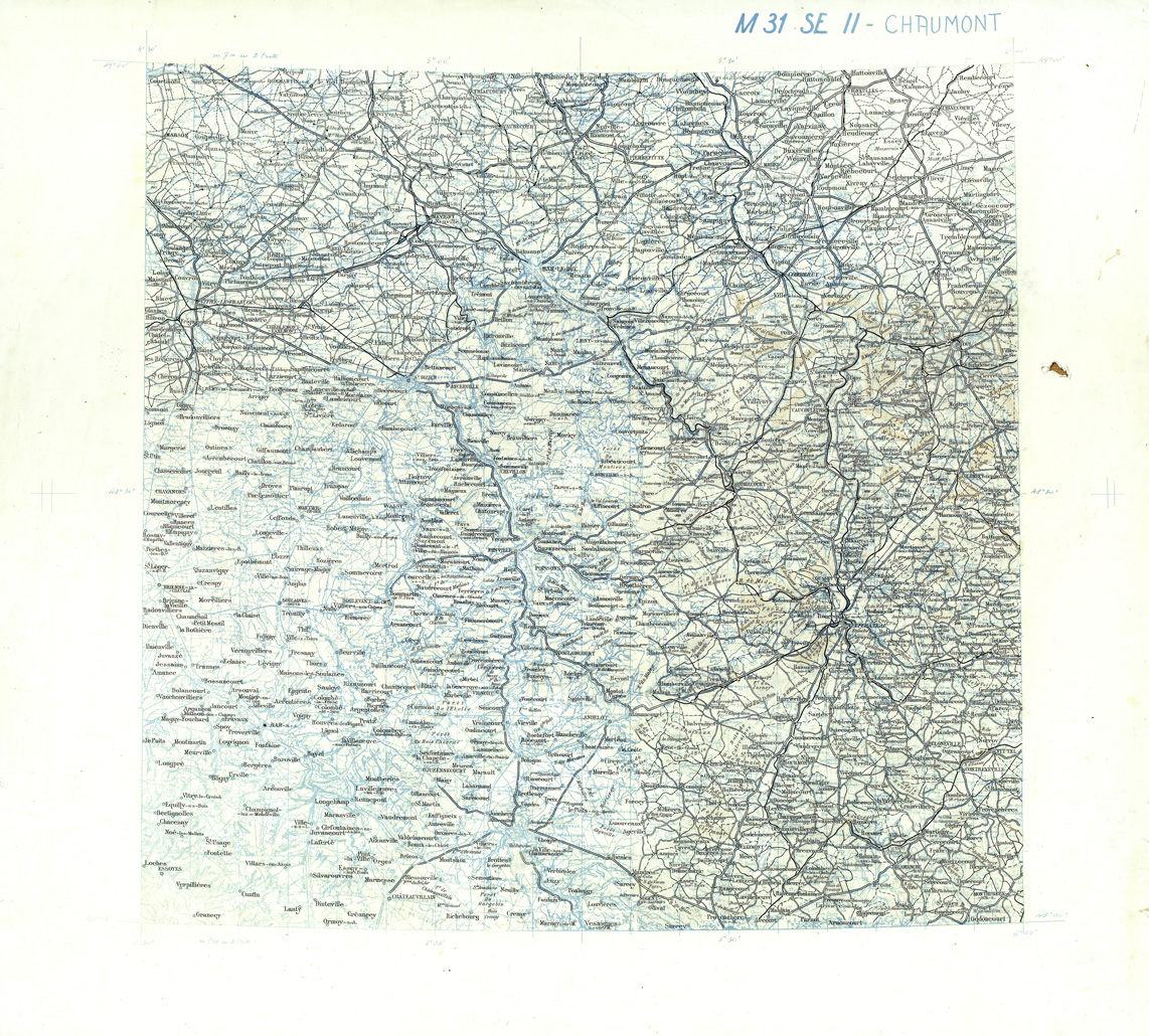 (N:33326) FRANCIA ORIGINALI A TIPI SEPARATI - CHAUMONT SEZ. M31 II S.E. NERO. (SE007682) Carte e stampe antiche: riproduzione a colori su carta (formato A1)