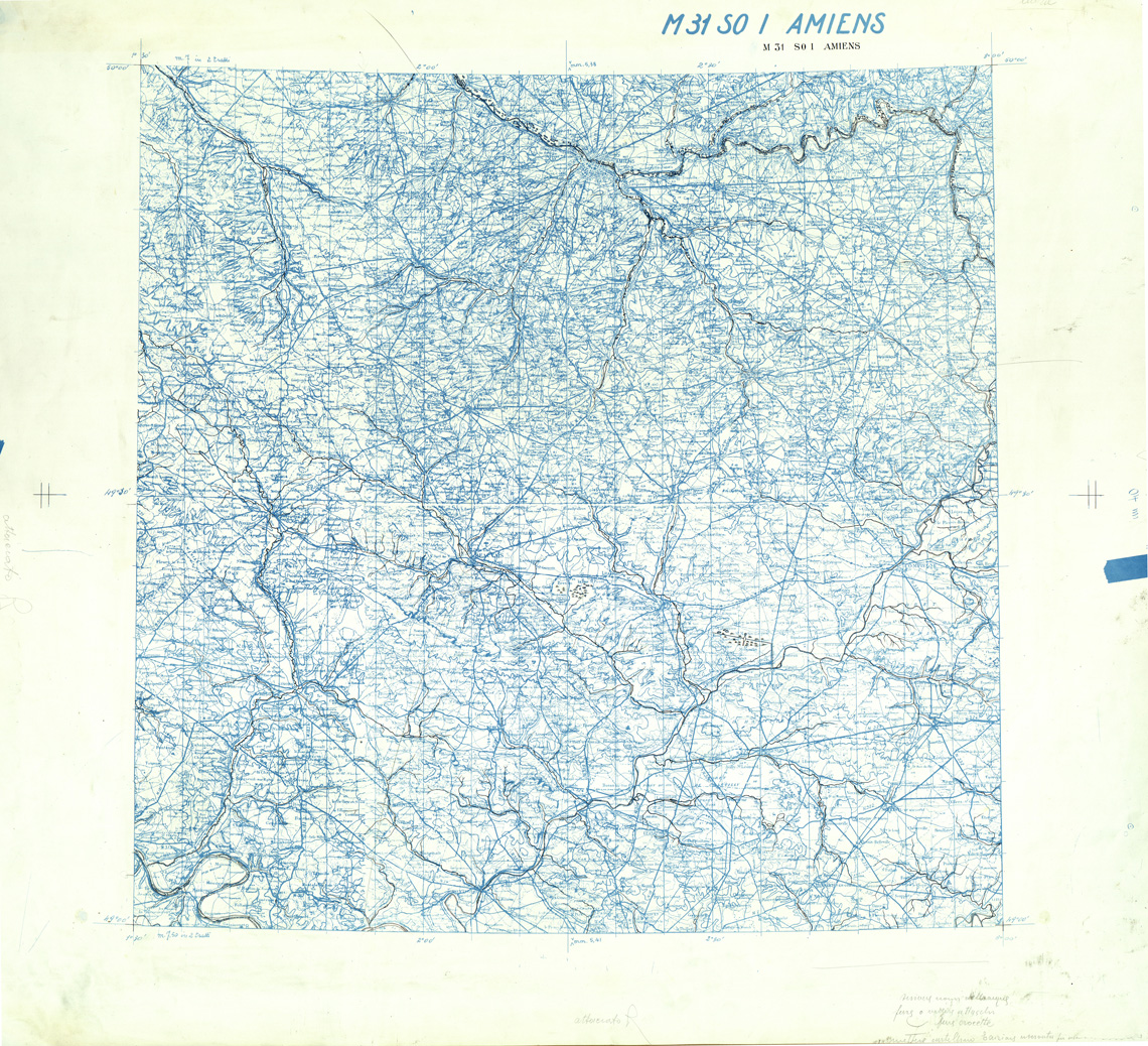 (N:33339) FRANCIA ORIGINALI A TIPI SEPARATI - AMIENS SEZ. M31 I S.O. ACQUE. (SE007695) Carte e stampe antiche: riproduzione a colori su carta (formato A1)