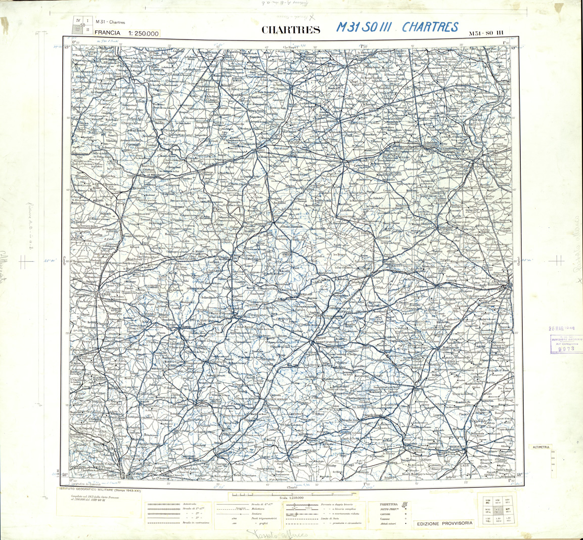 (N:33348) FRANCIA ORIGINALI A TIPI SEPARATI - CHARTRES SEZ. M31 III S.O. NERO. (SE007702) Carte e stampe antiche: riproduzione a colori su carta (formato A1)