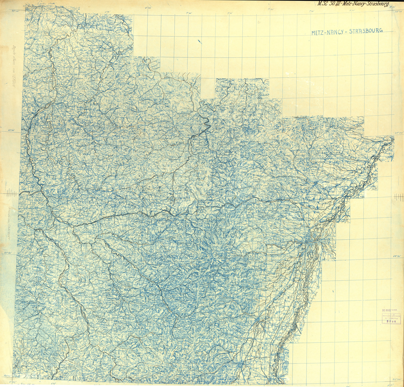 (N:33363) FRANCIA ORIGINALI A TIPI SEPARATI - METZ - NANCY - STRASBOURG SEZ. M32 III S.O. ACQUE. (SE007715) Carte e stampe antiche: riproduzione a colori su carta (formato A1)