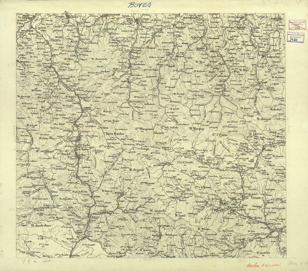 (N:33252) CARTA D'ITALIA FOGLIO 91 BOVES (SE007737) Carte e stampe antiche: riproduzione a colori su carta (formato A1)