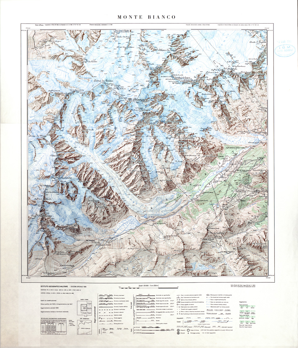 (N:33402) CARTA D'ITALIA FOGLIO 27 II NE MONTE BIANCO (SE007767) Carte e stampe antiche: riproduzione a colori su carta (formato A1)