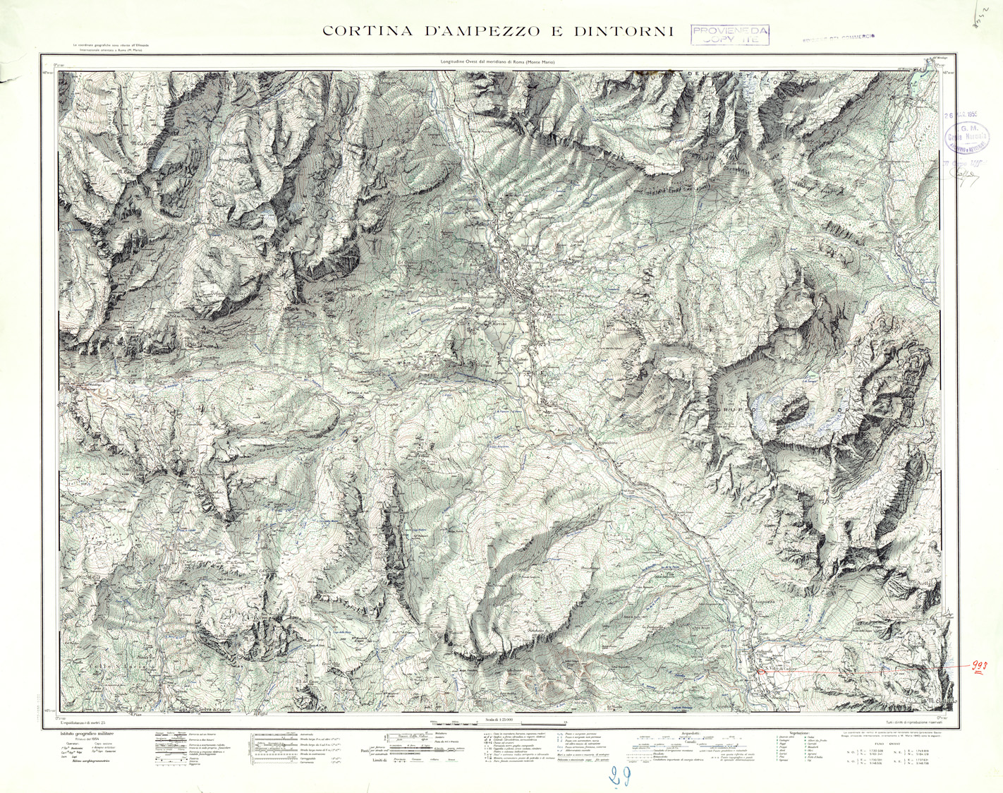 (N:33588) CORTINA D'AMPEZZO E DINTORNI (SE007783) Carte e stampe antiche: riproduzione a colori su carta (formato A1)