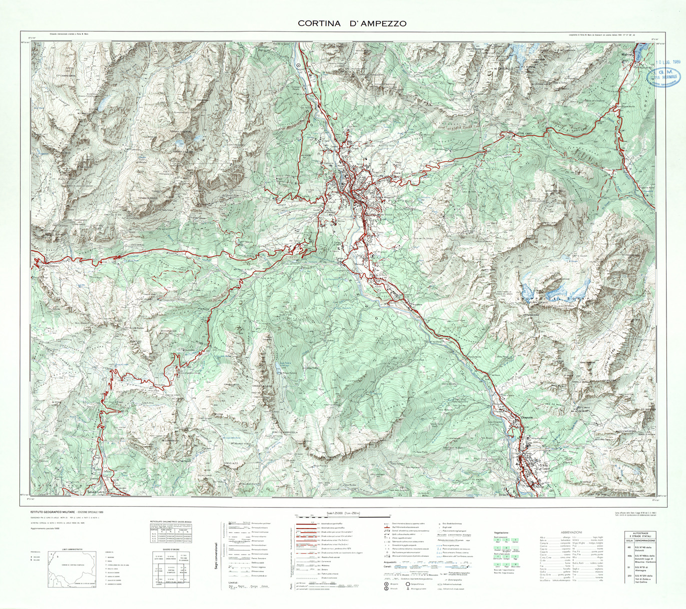 (N:33589) CORTINA D'AMPEZZO E DINTORNI (SE007784) Carte e stampe antiche: riproduzione a colori su carta (formato A1)