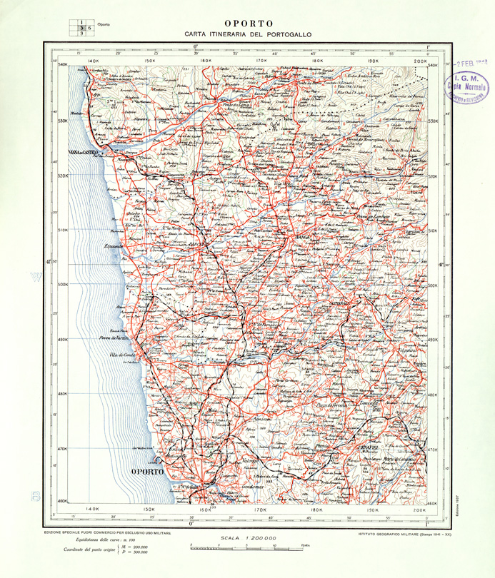 (N:33415) CARTA ITINERARIA DEL PORTOGALLO - FOGLIO 5 OPORTO. (SE007844) Carte e stampe antiche: riproduzione a colori su carta (formato A1)
