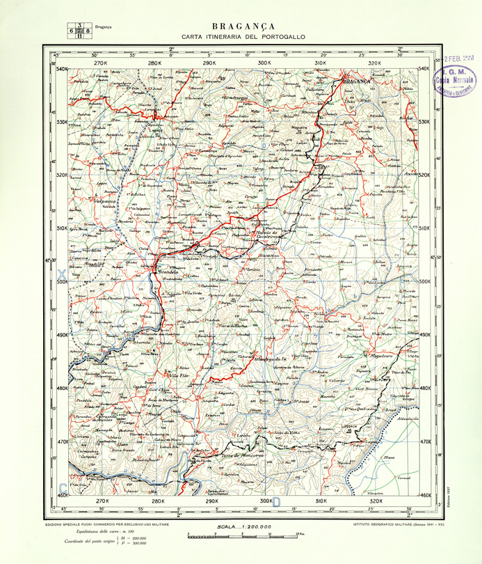 (N:33417) CARTA ITINERARIA DEL PORTOGALLO - FOGLIO 7 BRANGACA. (SE007846) Carte e stampe antiche: riproduzione a colori su carta (formato A1)