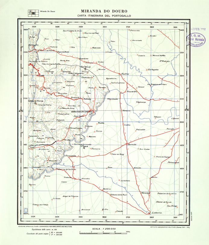 (N:33418) CARTA ITINERARIA DEL PORTOGALLO - FOGLIO 8 MIRANDA DO DOURO. (SE007847) Carte e stampe antiche: riproduzione a colori su carta (formato A1)