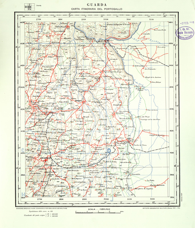 (N:33421) CARTA ITINERARIA DEL PORTOGALLO - FOGLIO 11 GUARDA. (SE007850) Carte e stampe antiche: riproduzione a colori su carta (formato A1)