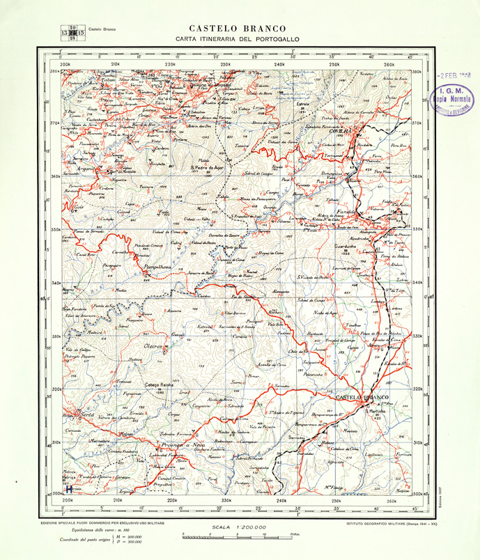 (N:33430) CARTA ITINERARIA DEL PORTOGALLO - FOGLIO 14 CASTELO BRANCO. (SE007853) Carte e stampe antiche: riproduzione a colori su carta (formato A1)