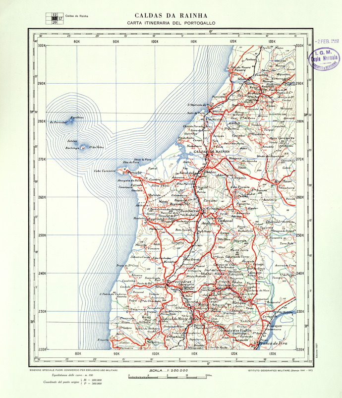 (N:33432) CARTA ITINERARIA DEL PORTOGALLO - FOGLIO 16 CALDAS DA RAINHA. (SE007855) Carte e stampe antiche: riproduzione a colori su carta (formato A1)