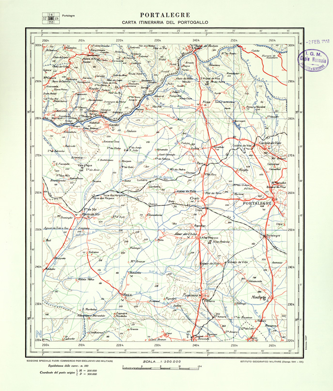 (N:33435) CARTA ITINERARIA DEL PORTOGALLO - FOGLIO 18 PORTALEGRE. (SE007857) Carte e stampe antiche: riproduzione a colori su carta (formato A1)
