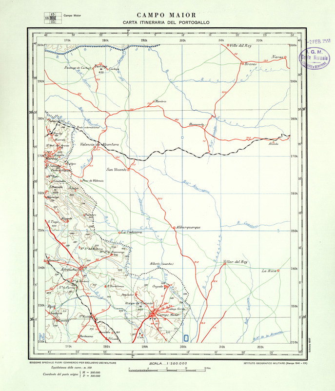 (N:33436) CARTA ITINERARIA DEL PORTOGALLO - FOGLIO 19 CAMPO MAIOR. (SE007858) Carte e stampe antiche: riproduzione a colori su carta (formato A1)