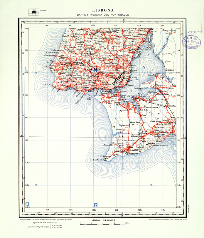 (N:33437) CARTA ITINERARIA DEL PORTOGALLO - FOGLIO 20 LISBONA. (SE007859) Carte e stampe antiche: riproduzione a colori su carta (formato A1)