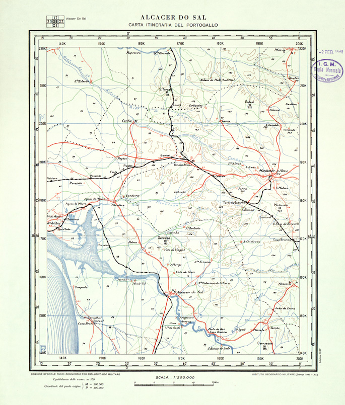 (N:33438) CARTA ITINERARIA DEL PORTOGALLO - FOGLIO 21 ALCACER. (SE007860) Carte e stampe antiche: riproduzione a colori su carta (formato A1)