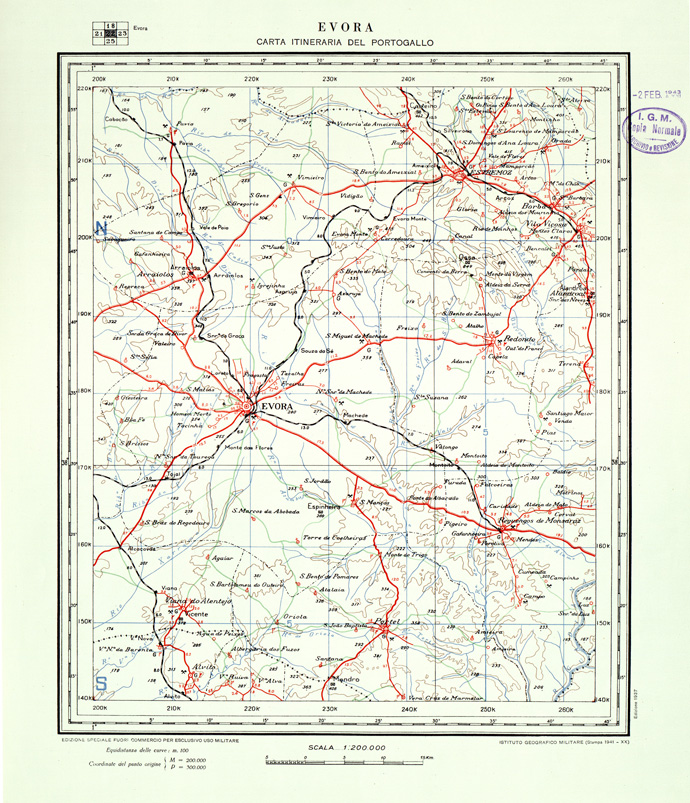 (N:33440) CARTA ITINERARIA DEL PORTOGALLO - FOGLIO 22 EVORA. (SE007861) Carte e stampe antiche: riproduzione a colori su carta (formato A1)