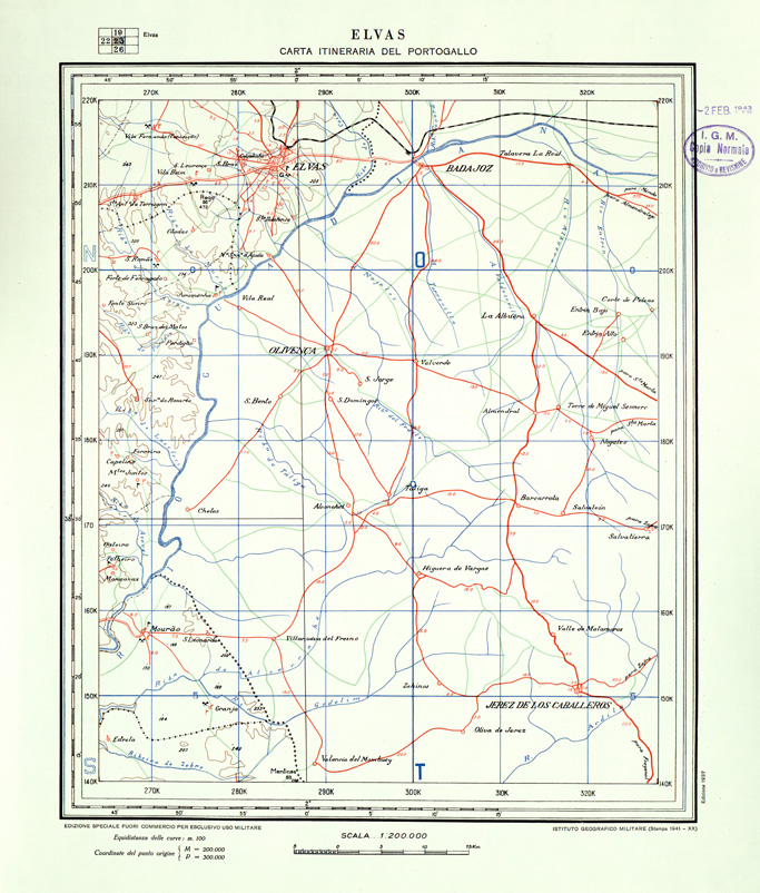 (N:33441) CARTA ITINERARIA DEL PORTOGALLO - FOGLIO 23 ELVAS. (SE007862) Carte e stampe antiche: riproduzione a colori su carta (formato A1)