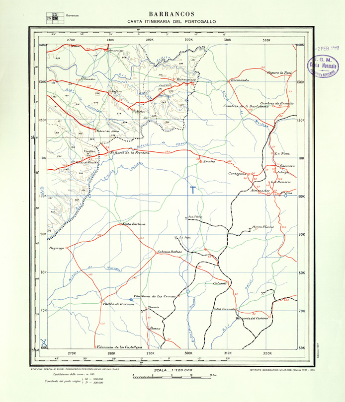 (N:33444) CARTA ITINERARIA DEL PORTOGALLO - FOGLIO 26 BARRANCOS. (SE007865) Carte e stampe antiche: riproduzione a colori su carta (formato A1)
