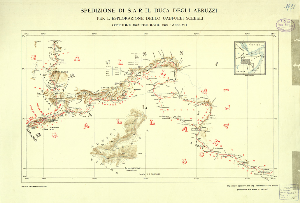 (N:33747) SOMALIA - SPEDIZIONE DI S.A.R. IL DUCA DEGLI ABRUZZI - FOGLIO 1 (SE008028) Carte e stampe antiche: riproduzione a colori su carta (formato A1)