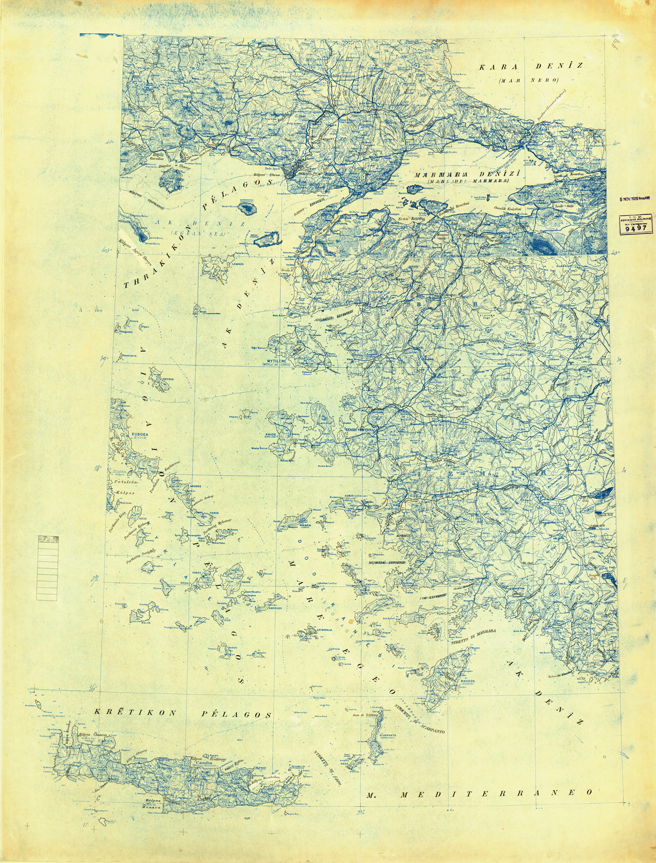 (N:33759) CARTA AERONAUTICA - FOGLIO 8 ISOLE ITALIANE DELL' EGEO - ORIGINALI A COLORI SEPARATI - IDROGRAFIA (SE008036) Carte e stampe antiche: riproduzione a colori su carta (formato A1)