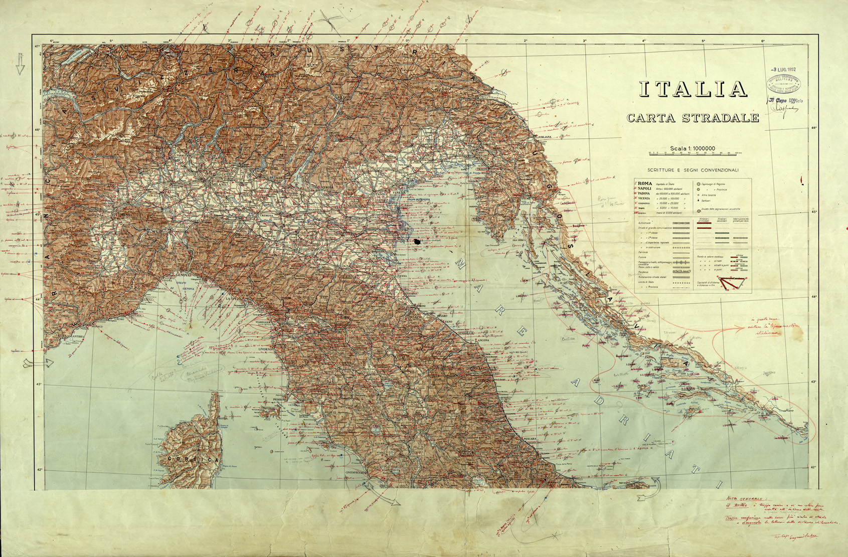 (N:33765) ITALIA - CARTA STRADALE - FOGLIO NORD (SE008042) Carte e stampe antiche: riproduzione a colori su carta (formato A1)