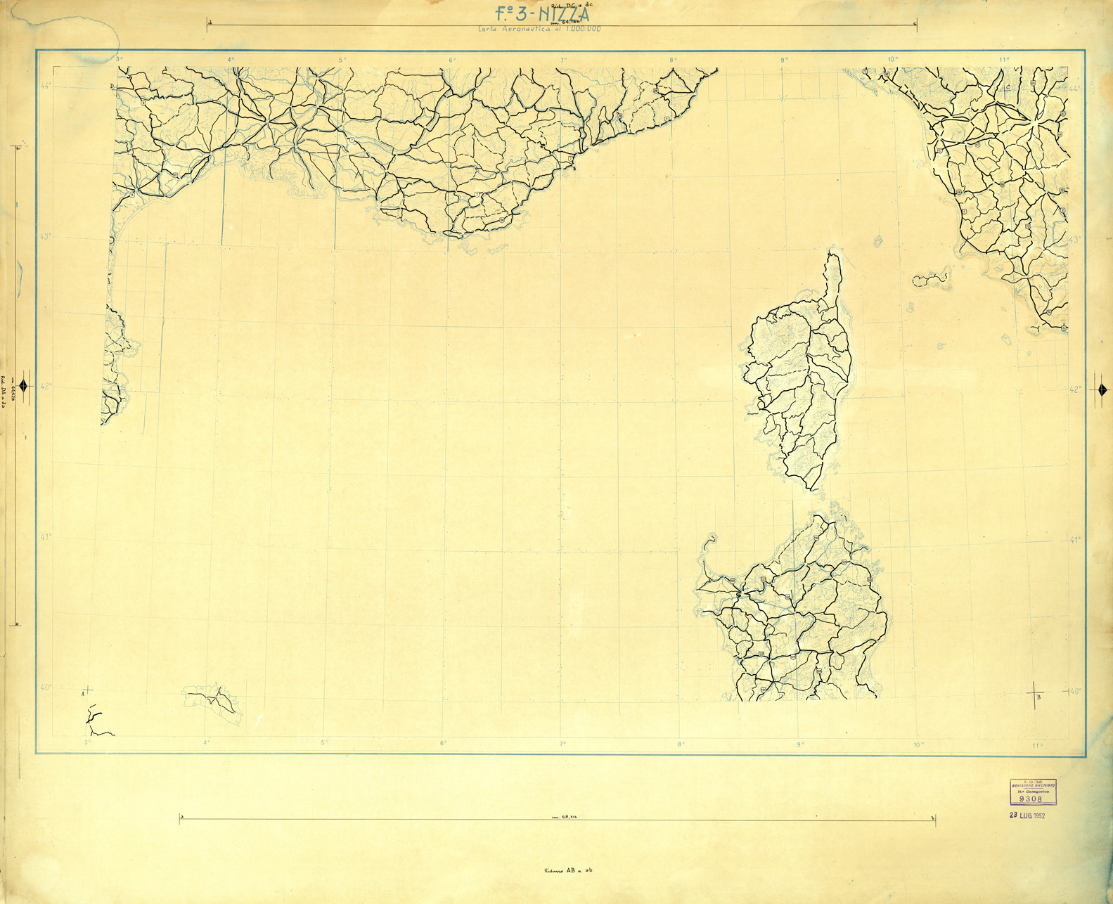 (N:33678) CARTA AERONAUTICA DEL MONDO FOGLIO 2320 MARSEILLE  ORIGINALI A COLORI SEPARATI STRADE (SE008077) Carte e stampe antiche: riproduzione a colori su carta (formato A1)