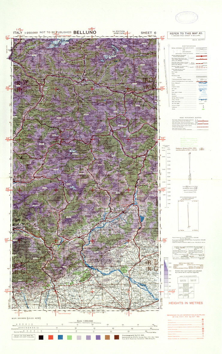(N:33859) ITALY - SHEET 6 - BELLUNO. (SE008159) Carte e stampe antiche: riproduzione a colori su carta (formato A1)