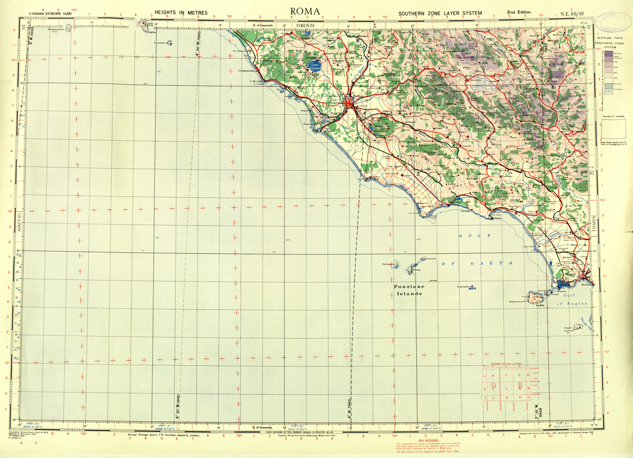 (N:33839) EUROPA CARTA AERONAUTICA INGLESE FOGLIO N E 40/10 ROMA
 (SE008218) Carte e stampe antiche: riproduzione a colori su carta (formato A1)
