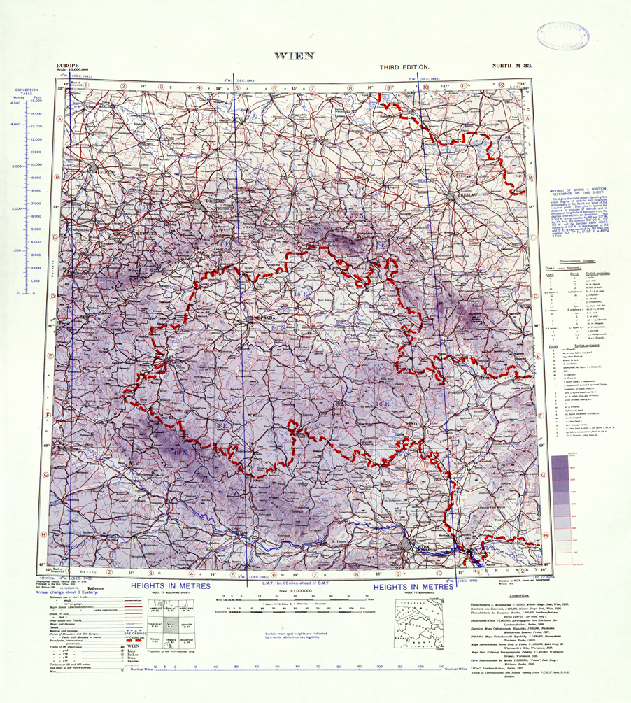 (N:33861) EUROPA CARTA AERONAUTICA INGLESE FOGLIO NORTH M 33  WIEN
 (SE008229) Carte e stampe antiche: riproduzione a colori su carta (formato A1)