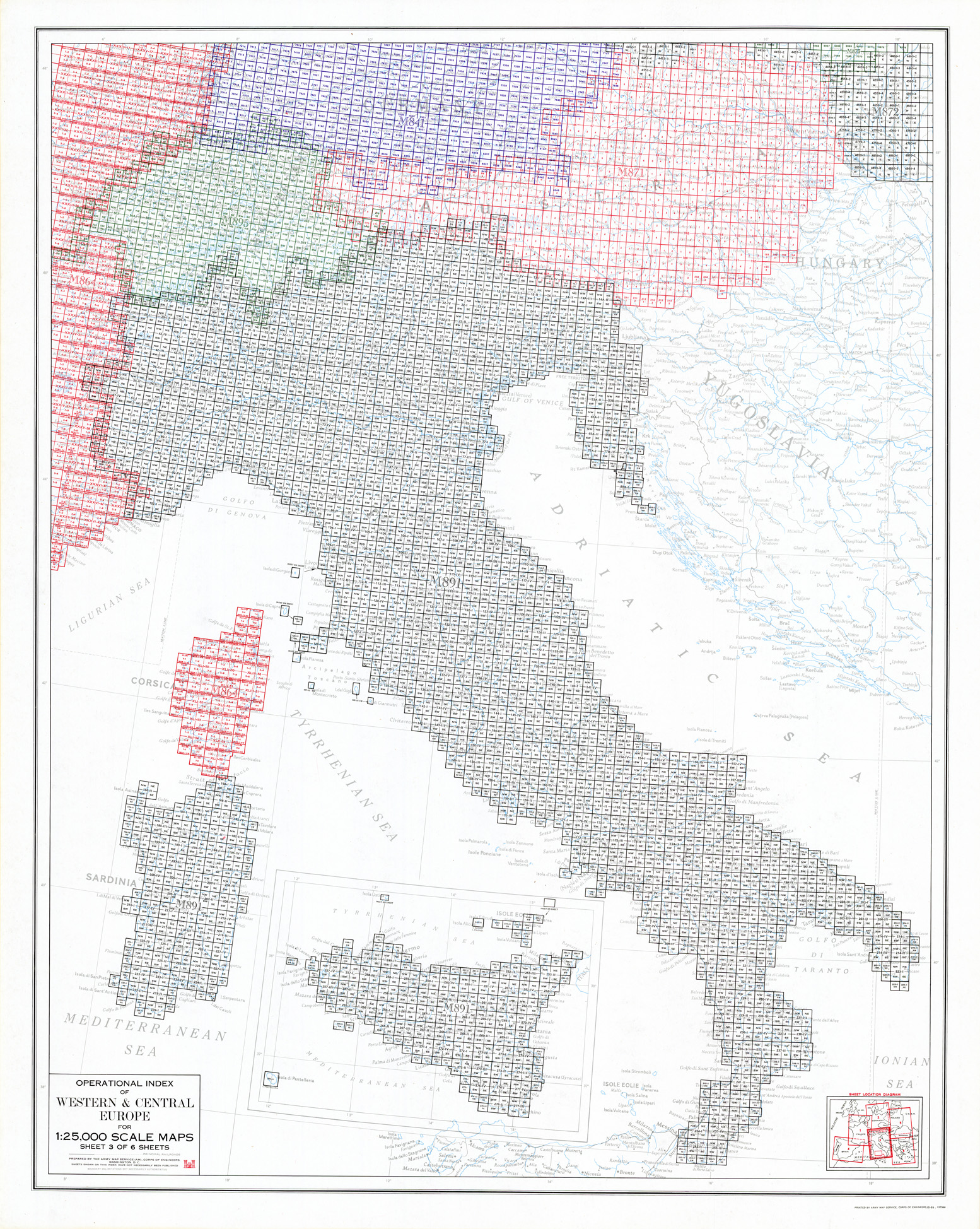 (N:33948) EUROPA OCCIDENTALE E CENTRALE QUADRO D'UNIONE ( WESTERN E CENTRAL EUROPE ) FOGLIO 3 (SE008257) Carte e stampe antiche: riproduzione a colori su carta (formato A1)