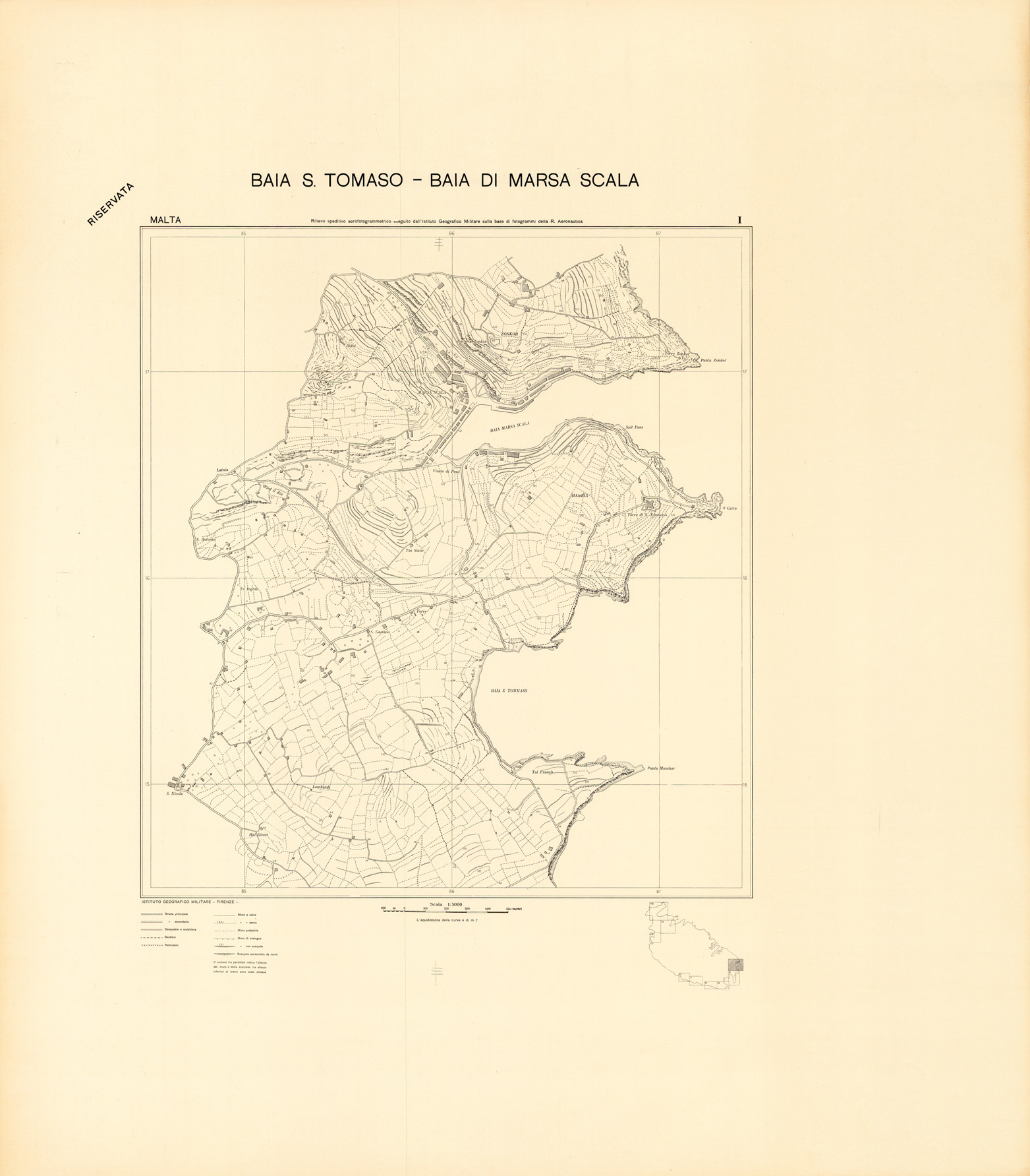 (N:34142) MALTA - FOGLIO I - BAIA S. TOMASO - BAIA DI MARSA SCALA - COPIE DI PROVA - PLANIMETRIA E ACQUE (SE008302) Carte e stampe antiche: riproduzione a colori su carta (formato A1)