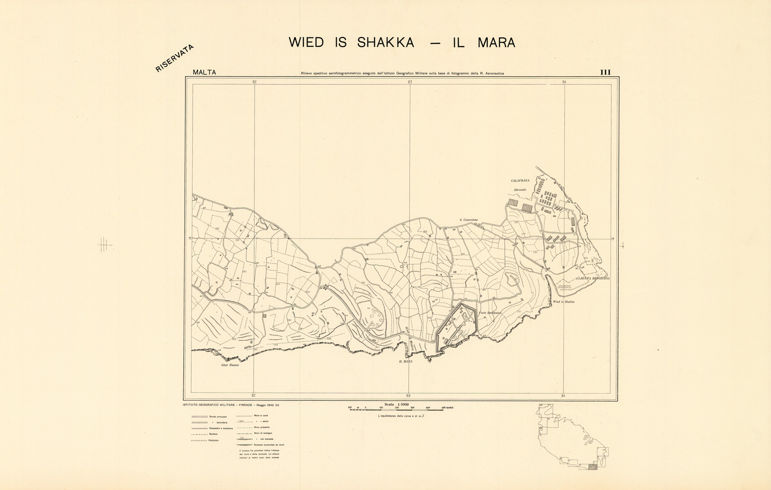 (N:34144) MALTA - FOGLIO III - WIEDIS SHAKKA - IL MARA - COPIE DI PROVA - PLANIMETRIA E ACQUE (SE008304) Carte e stampe antiche: riproduzione a colori su carta (formato A1)