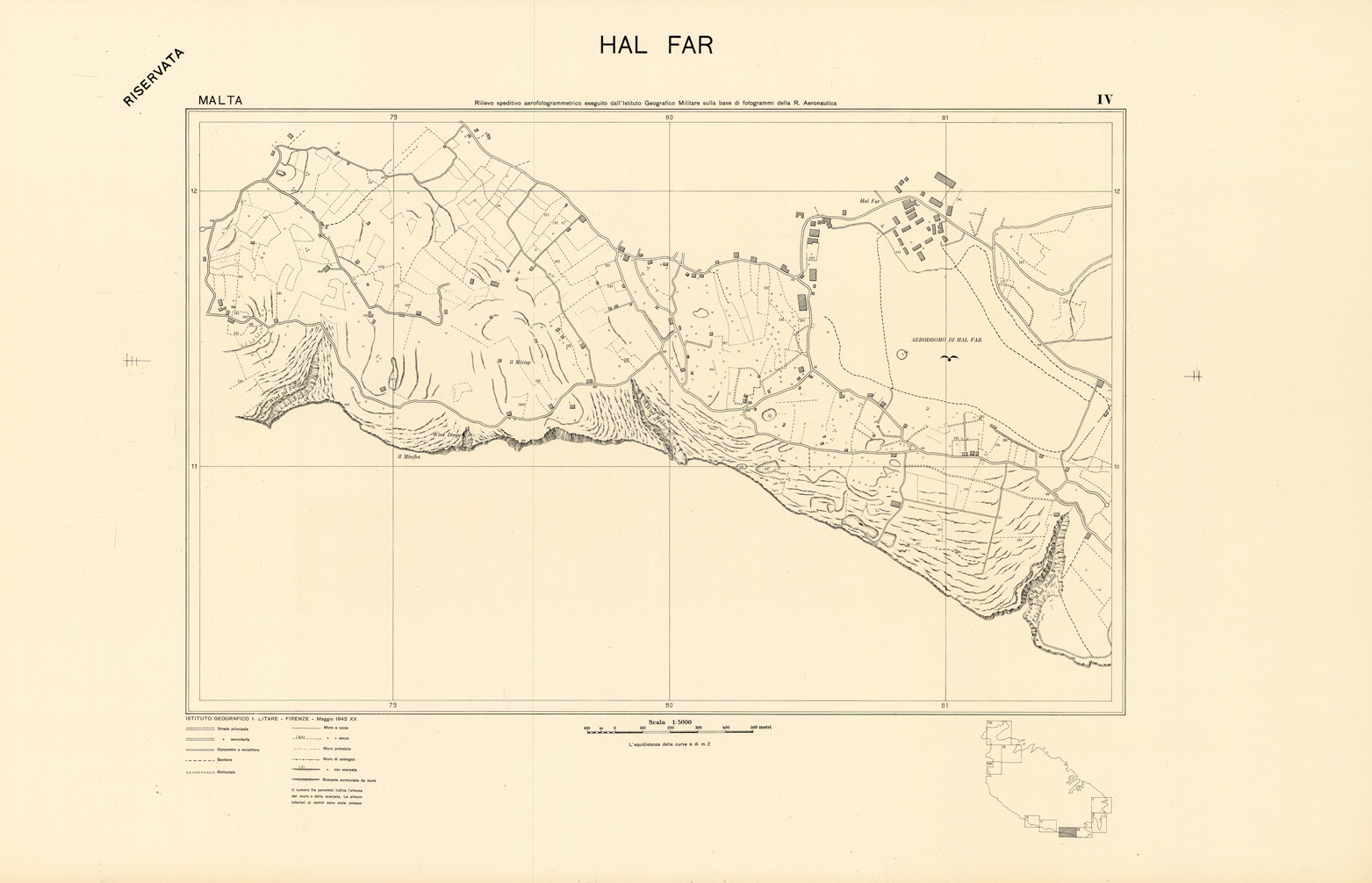 (N:34145) MALTA - FOGLIO IV - HAL FAR - COPIE DI PROVA - PLANIMETRIA E ACQUE (SE008305) Carte e stampe antiche: riproduzione a colori su carta (formato A1)